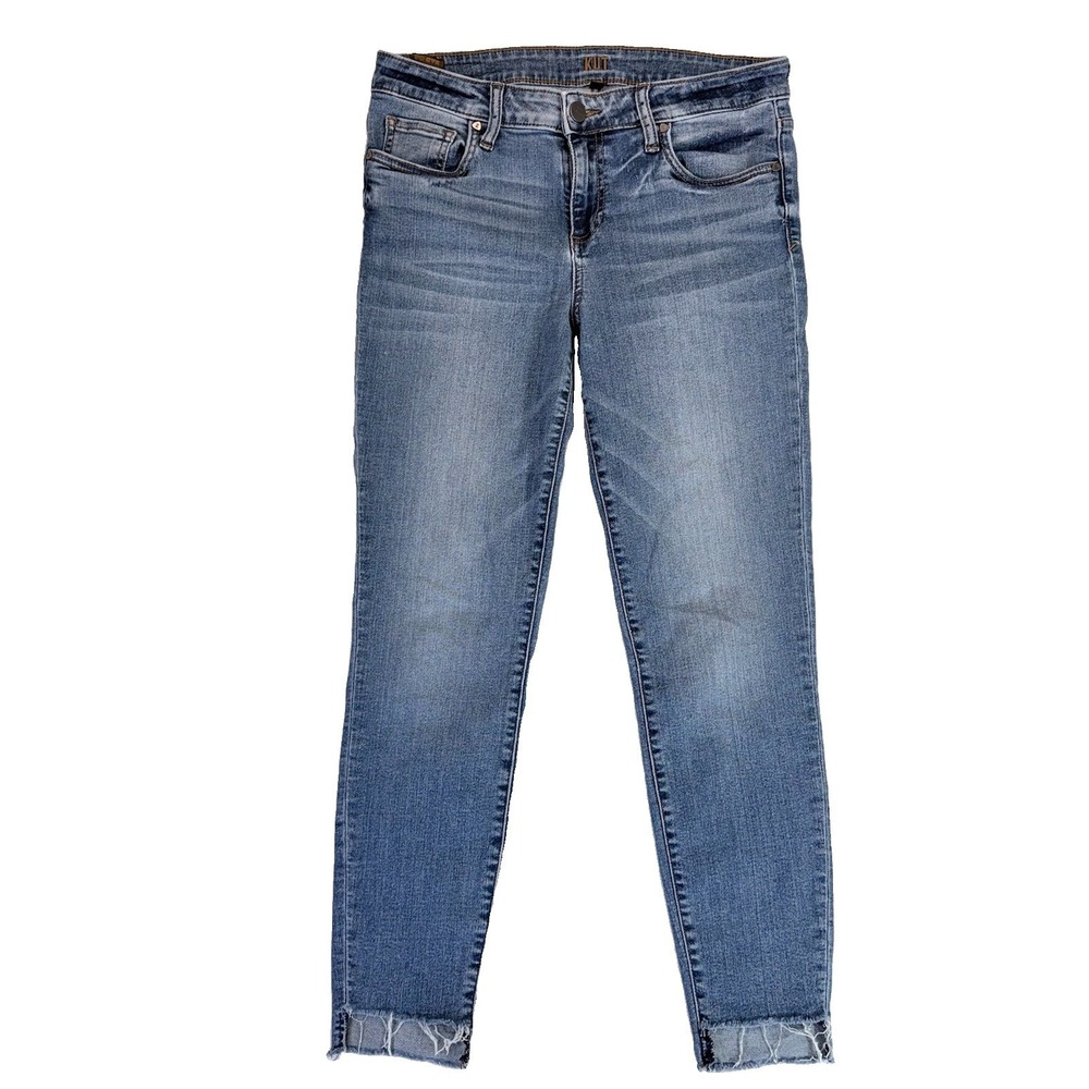 KUT From The Kloth Womens 8 Skinny Ankle Jeans Raw Step Hem Stretch Denim